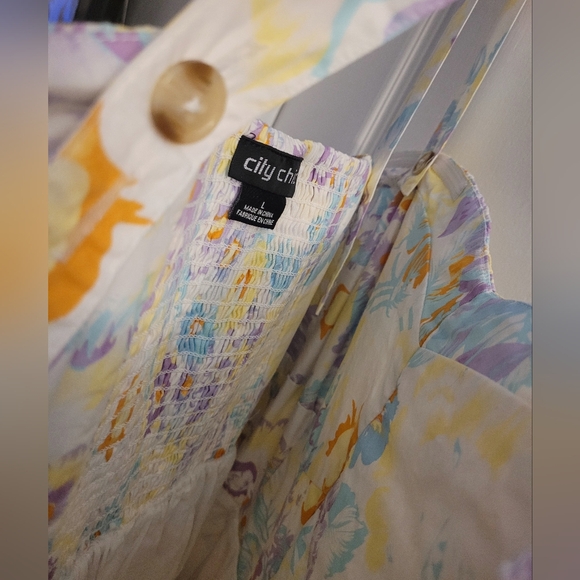 City Chic Pastel Floral Midi Dress in Light Blue and Yellow Accents - Picture 10 of 15